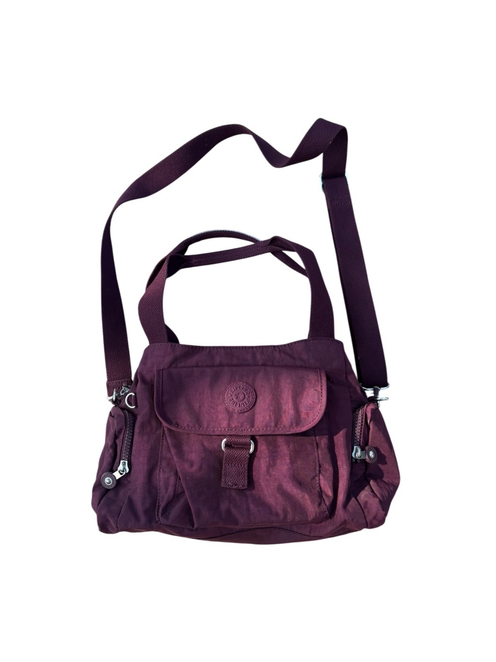 Kipling Plum Nylon Hobo Bag Utility Cargo Everyday Crossbody Y2K
